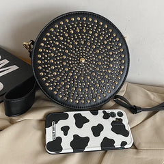 Rivet Clutch Crossbody Bag Soft Leather Small Purse Phone Messenger Bag