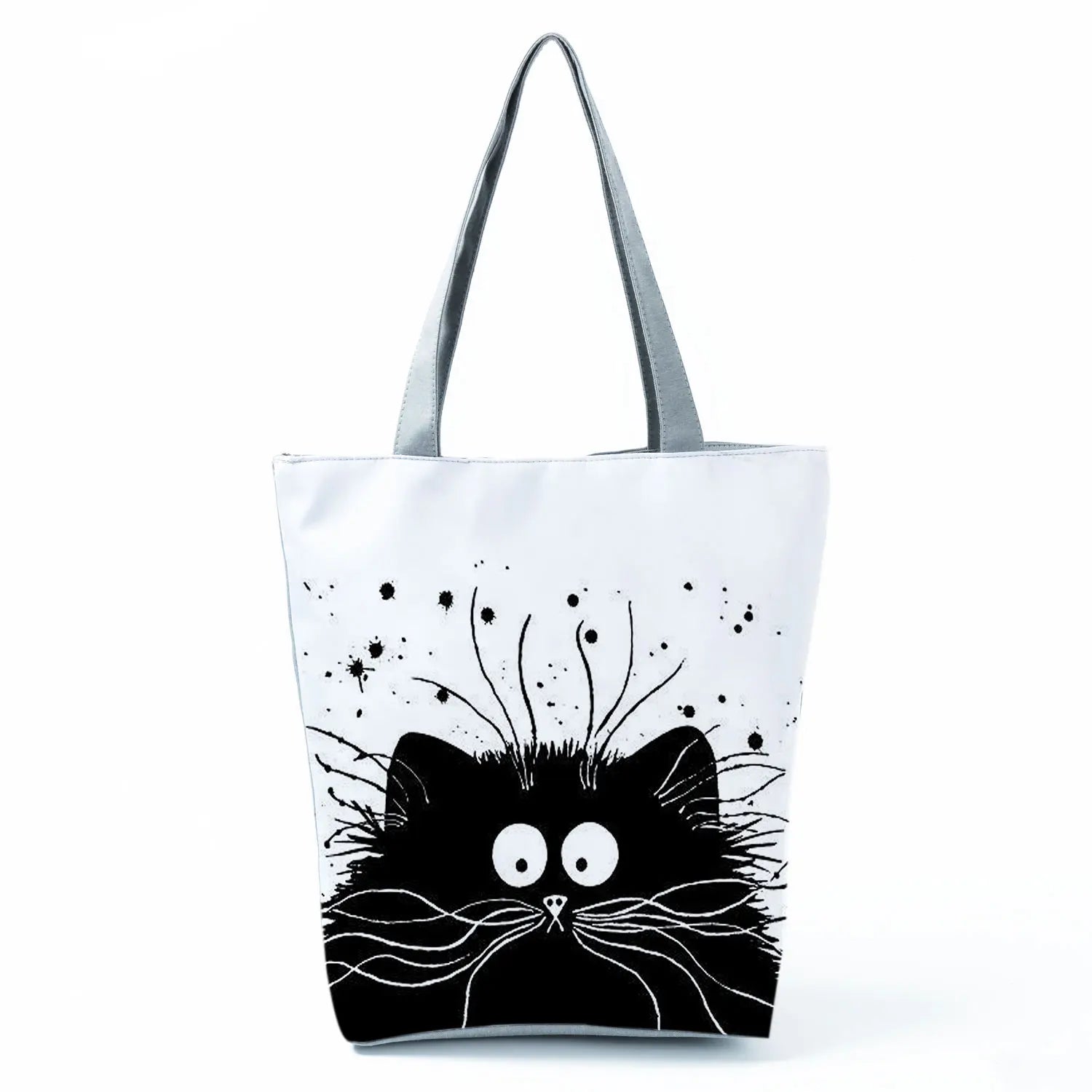 Cat Print Eco Handbags Cartoon High Capacity Shopping Office Reusable C