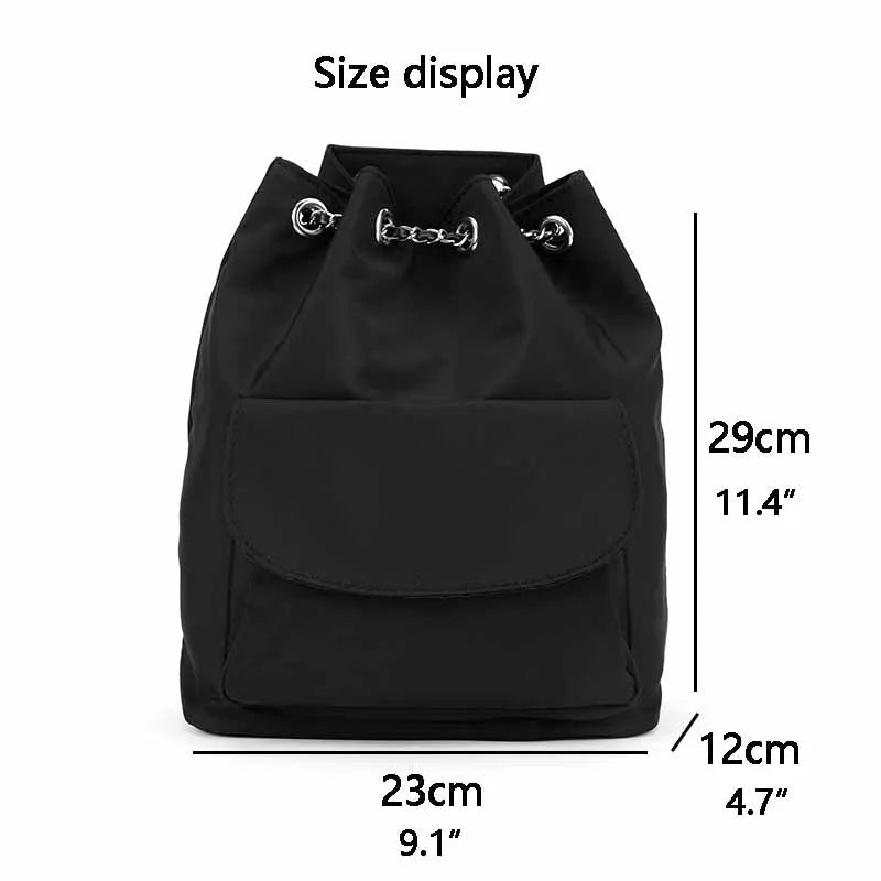 Women's Drawstring Chain Bucket Backpack Casual Travel Bags