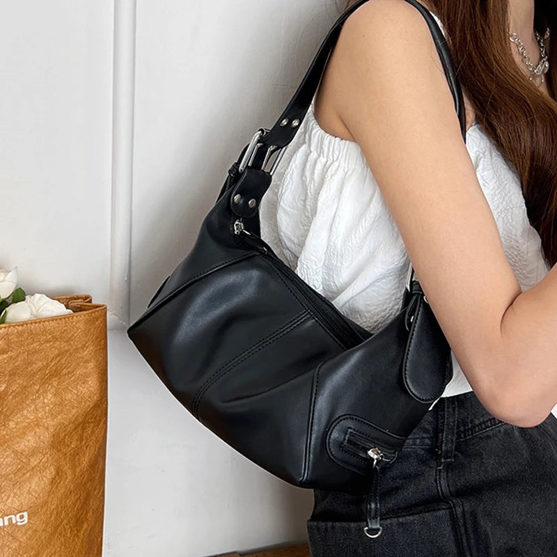 Retro Small Women Handbag Pu Leather Zipper Shoulder Bag