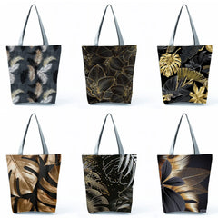 Golden Leaf Printed Handbag Lady Tote Bag Classic Women Shoulder Bag