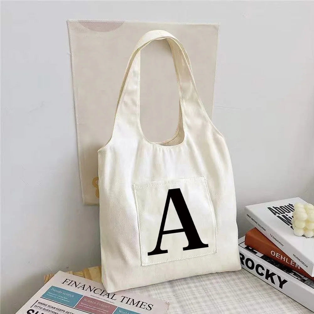 Large Capacity Foldable Canvas Tote Bag Shoulder Shopper Daily Use Eco Shopping