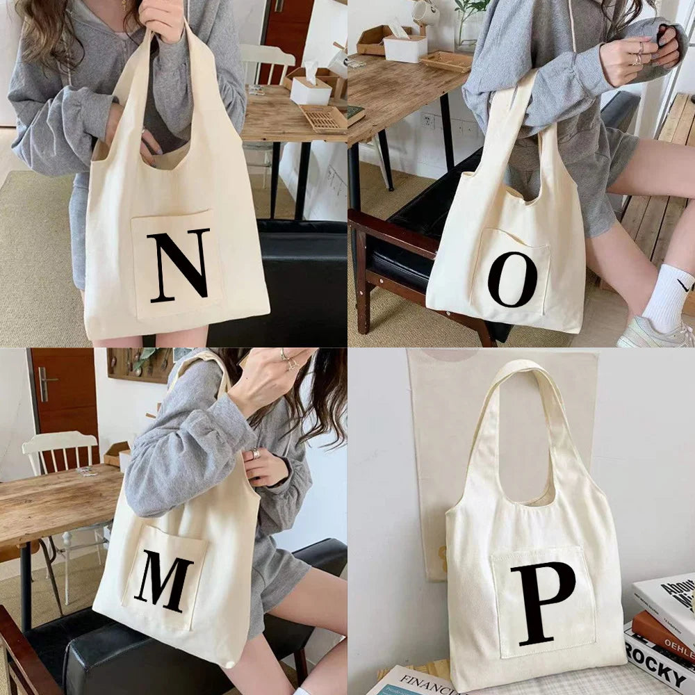 Large Capacity Foldable Canvas Tote Bag Shoulder Shopper Daily Use Eco Shopping