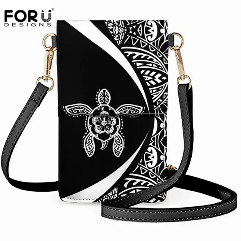 Hawaiian Tribe Turtle Leather Crossbody Bag Touch Screen Purse