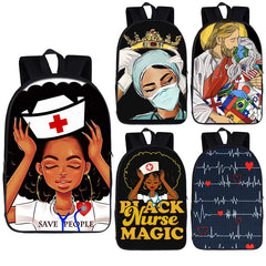 Afro Women Nurse Backpack Student Bagpack