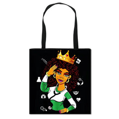Nurse with Crown Women Totes Handbag American Africa Girls Shoulder Bag