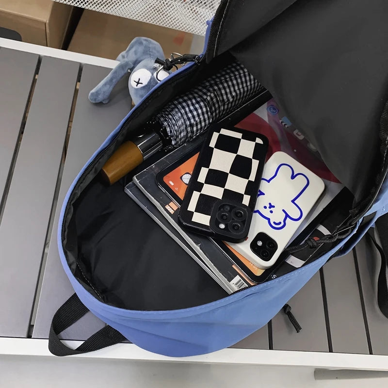 Nylon Women's Backpack Solid School Bag Casual Female Travel Rucksack