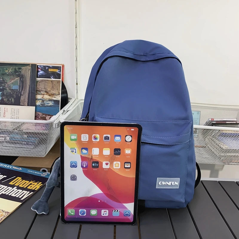 Nylon Women's Backpack Solid School Bag Casual Female Travel Rucksack