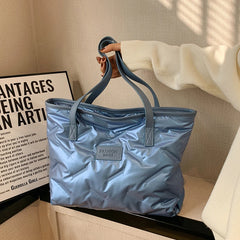 Quilted Shoulder Bag Winter Tote Down Cotton Handbag