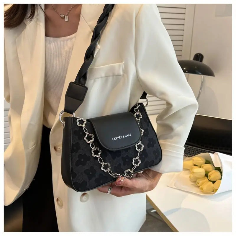Lace PU Small Square Bag Casual Chain Retro Shoulder