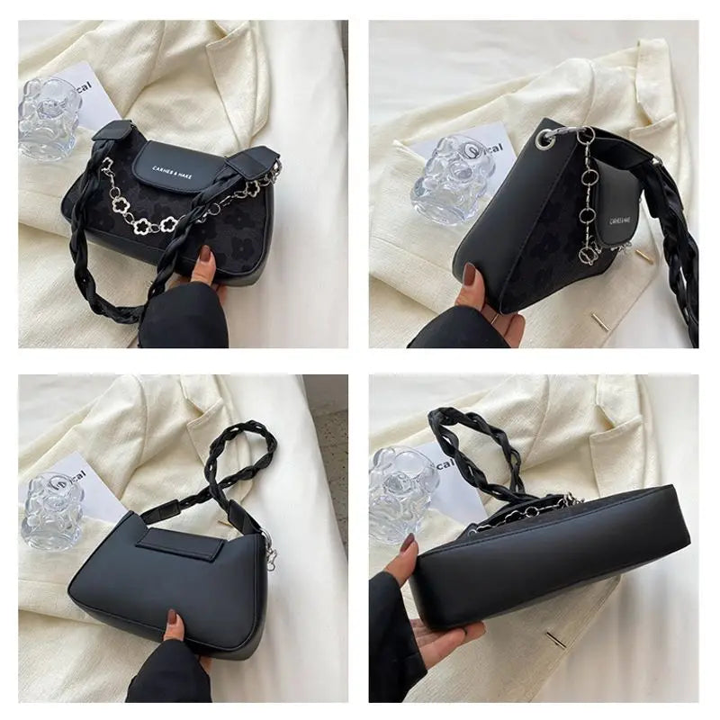 Lace PU Small Square Bag Casual Chain Retro Shoulder