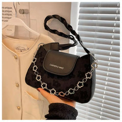 Lace PU Small Square Bag Casual Chain Retro Shoulder
