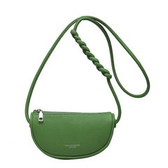 Pu Braided Shoulder Strap Letter Woman Half Moon Bag