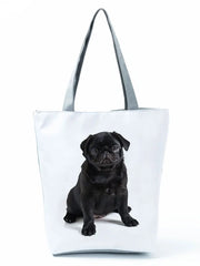Pug Printed Handbag Outdoor High Capacity Women Shoulder Bag