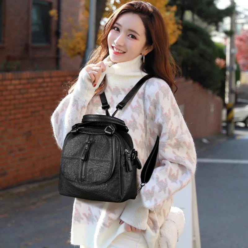 Red Women Backpacks Shoulder Crossbody Bags for Girl Bookbags Solid Small School
