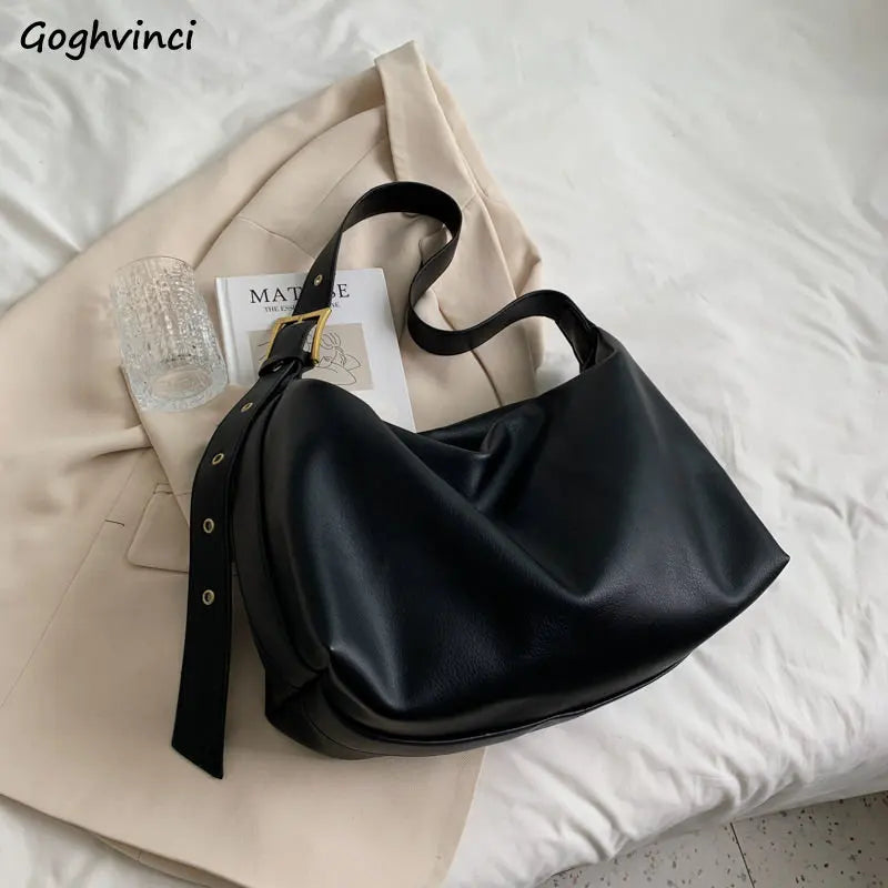 Women PU Leather Texture Shoulder Bag Large Capacity Totes Bag Vintage