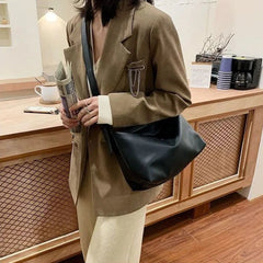 Women PU Leather Texture Shoulder Bag Large Capacity Totes Bag Vintage