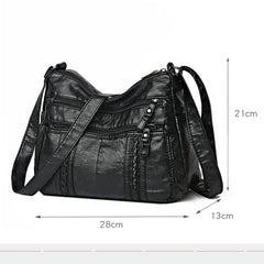 Women's Shoulder Bag Soft Leather Crossbody Handbag Vintage Messenger Pack