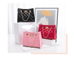 Women's Chain Crossbody Bag Diamond Lattice Shoulder Bag Leather Plaid Handbag