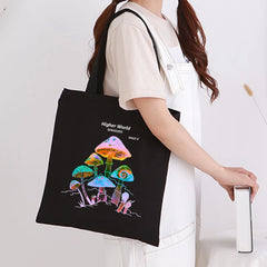 Vintage Anime Bag, Mushroom Print Shopper Bag