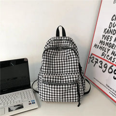 Checkerboard Rucksack Women's School Bag Plaid College Backpack