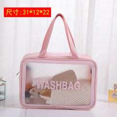 Pink Waterproof Transparent Toiletry Bag Large Capacity