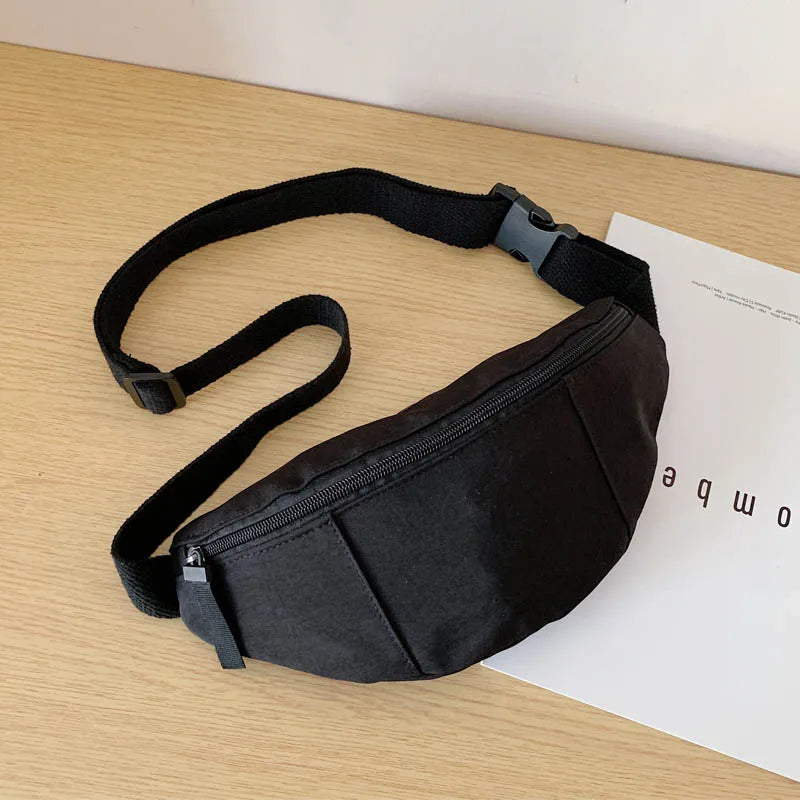 Canvas Chest Bag Solid Crossbody Messenger Bag Travel Belt Purse Fanny Pack