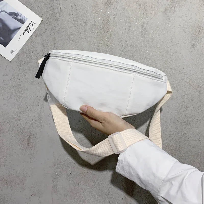 Canvas Chest Bag Solid Crossbody Messenger Bag Travel Belt Purse Fanny Pack
