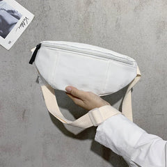 Canvas Chest Bag Solid Crossbody Messenger Bag Travel Belt Purse Fanny Pack