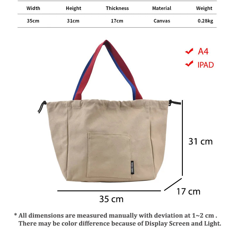 Large Canvas Tote Shoulder Bag for Women Casual Fabric Cloth Shopper Bag