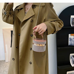 Bling Diamond Crossbody Messenger Bag Women Barrel-shaped Shoulder Handbag