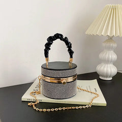 Bling Diamond Crossbody Messenger Bag Women Barrel-shaped Shoulder Handbag