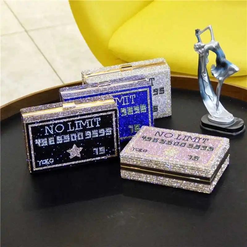 Rhinestone Money Clutch Purse 10000 Dollars Cash Evening Wedding Bag