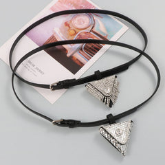 Rhinestone Triangle Mini Waist Pack Metal Chain Belt Bag