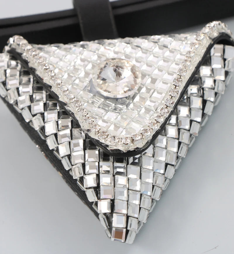 Rhinestone Triangle Mini Waist Pack Metal Chain Belt Bag