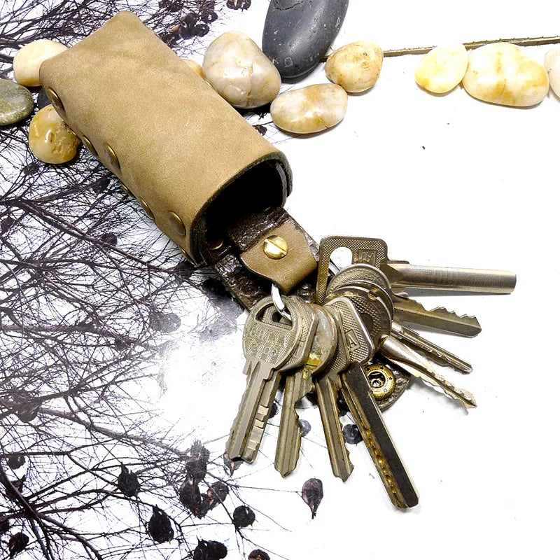 Leather Drawstring Key Bag Large Capacity Keys Holder