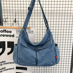 Canvas Denim Literary Multi-pocket College Student Bag