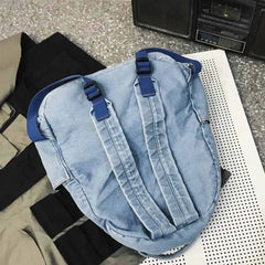 Denim Laptop Capacity Women College Students Daily Class Backpack