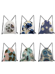 Floral Drawstring Backpack Gym Bag Women Swimming Travel Storage Bag