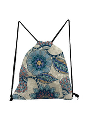 Floral Drawstring Backpack Gym Bag Women Swimming Travel Storage Bag