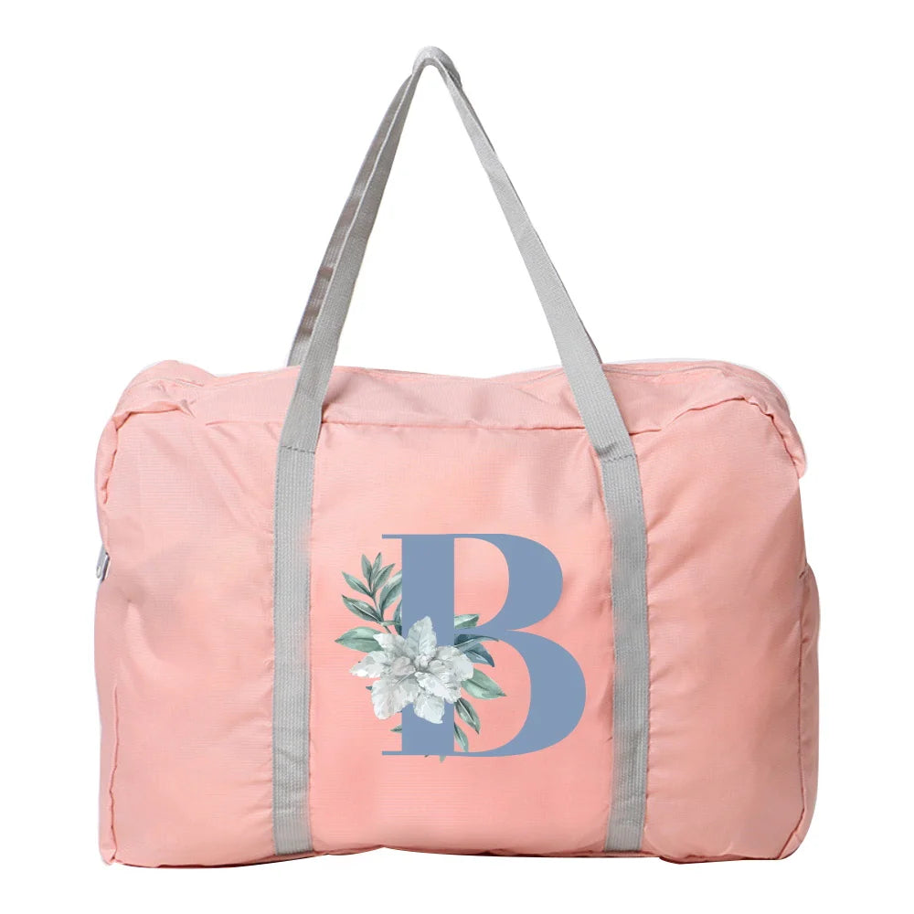 Letter Series Travel Bags Unisex Nylon Foldable Large Capacity Luggage Pack