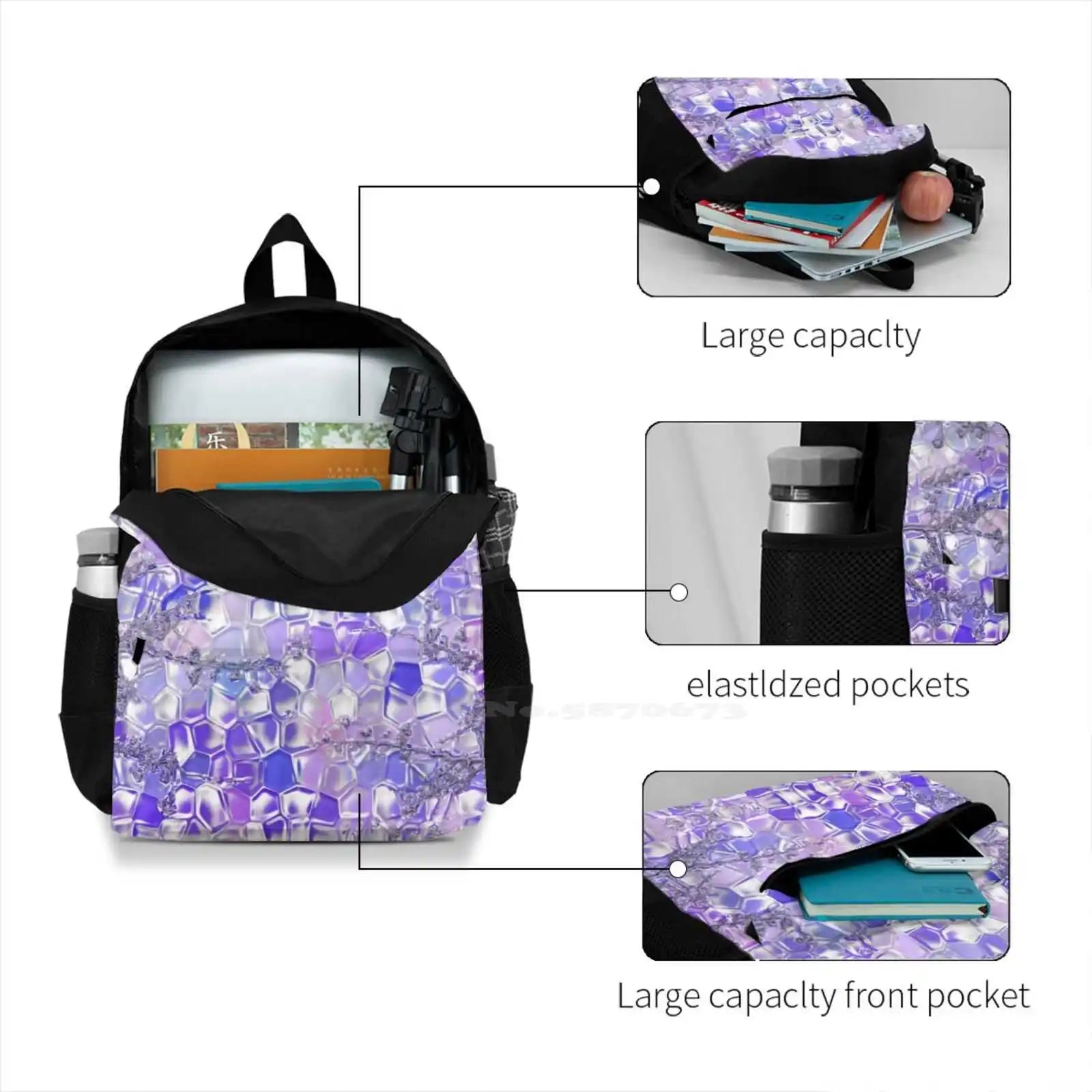 Glass Style Travel Laptop Backpack - Ice Cold Cube Water Background