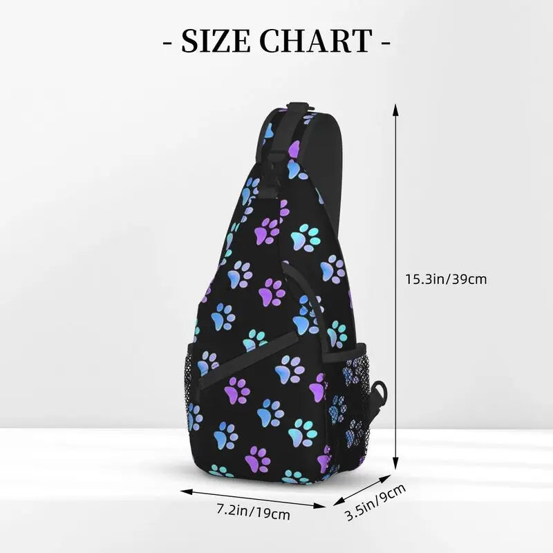 Purple Galaxy Dog Paw Sling Chest Bag for Men