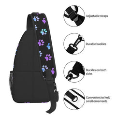 Purple Galaxy Dog Paw Sling Chest Bag for Men