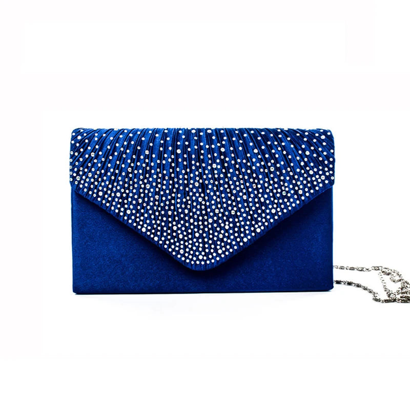 Silver Red Orange Women Clutch Bag with Rhinestone for Wedding Party Evening