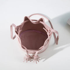 Vintage Small Women Bucket Bags Female Tassel Shoulder Bags