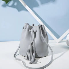 Vintage Small Women Bucket Bags Female Tassel Shoulder Bags