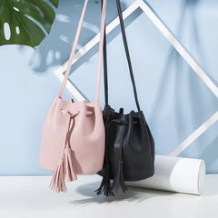 Vintage Small Women Bucket Bags Female Tassel Shoulder Bags