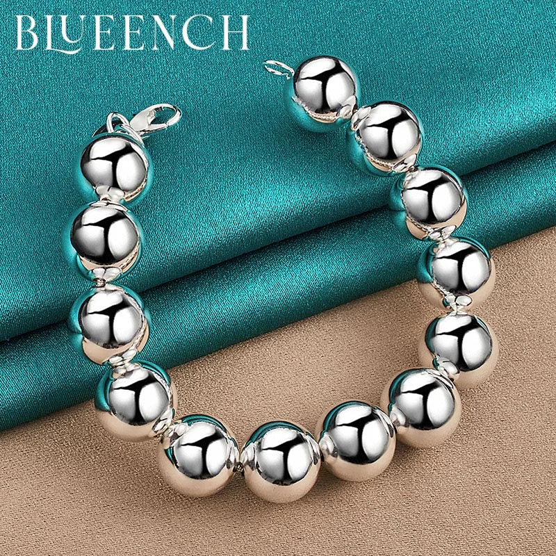 925 Silver Ball Beaded Bracelet Men Women Couple Charm Jewelry