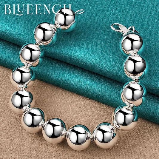 925 Silver Ball Beaded Bracelet Men Women Couple Charm Jewelry